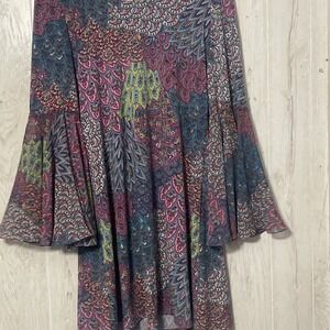 MSK -‎ Geometric Multi-Colored Abstract Mini Dress Bell Sleeves Size M